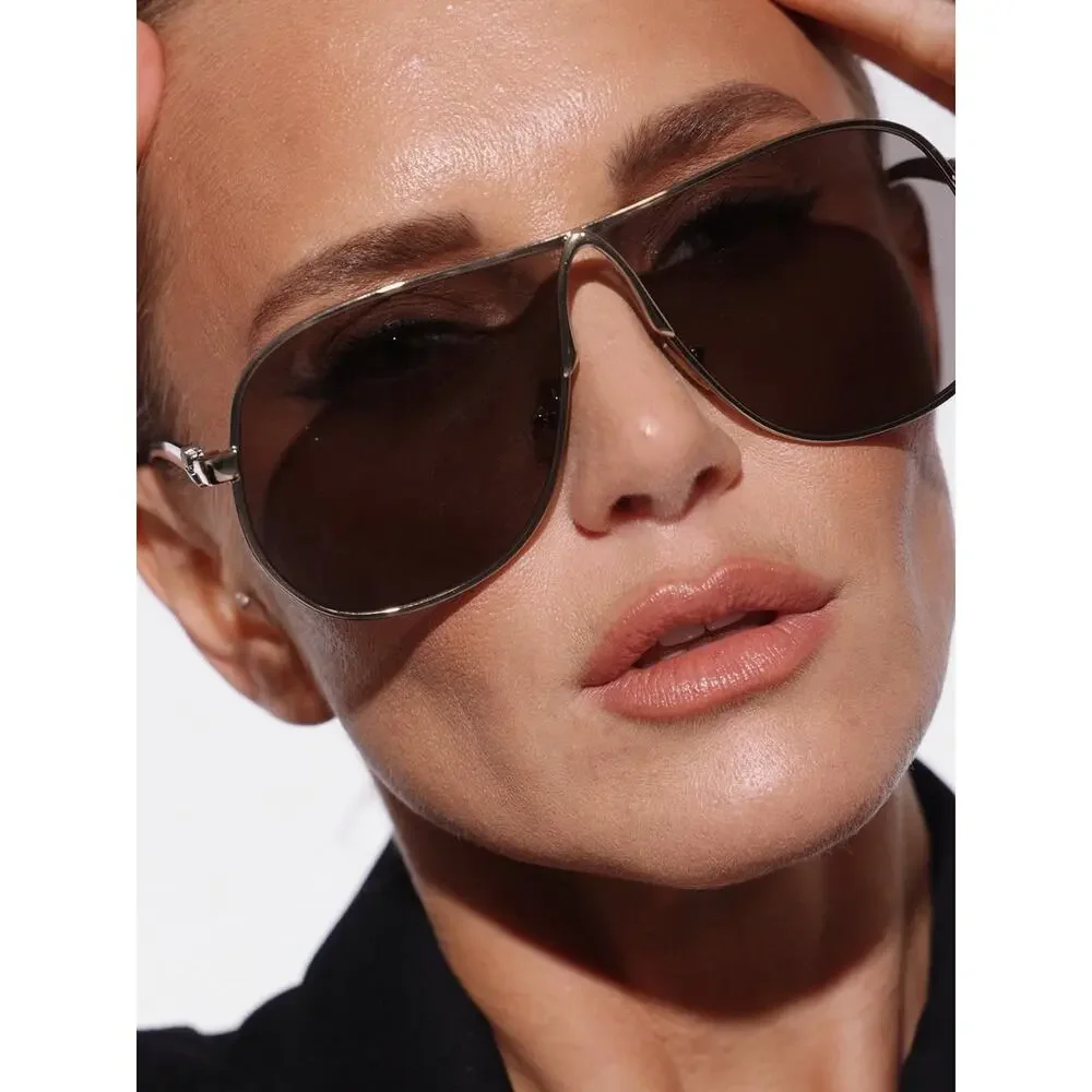 New Miu Miu MUA56S 5AK90L Gold Metal Frame Brown Gradient Pilot Sunglasses